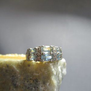 Sky Blue Topaz Ring, Oval Topaz in Sterling Silver, Size 7